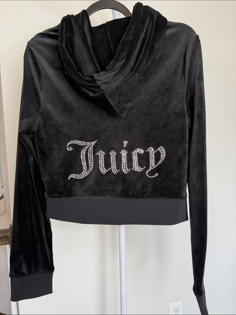 Juicy Couture Black Velour Zip-Up Hoodie Jacket